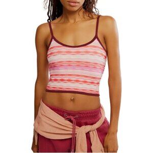 NWT Free People FP Movement Women's Sunset Cami, Flame Combo Pink | Medium